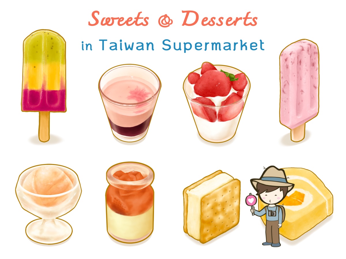Sweet and Dessert in Taiwan supermarket, Digital printable stickers
